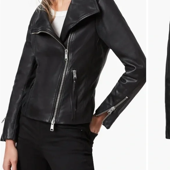 All Saints Black Leather Jacket - Picture 1 of 9